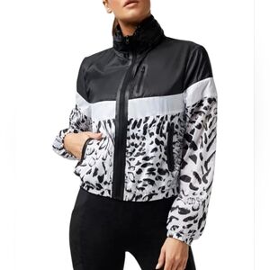 Blanc Noir Delilah Windbreaker Color-Block Black/White Jacket Sz S